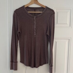 Aerie Women's Long Sleeve Henley Top - Eggplant